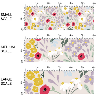 Yellow, White, and Blue Springtime Florals on Off-White Fabric by the Yard scaled image guide.