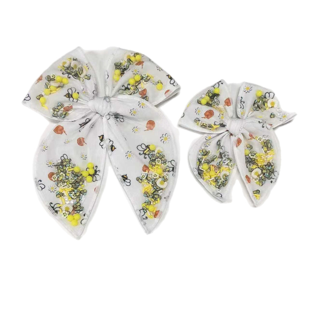 Beehive Fabric Shaker Hair Tulle Hair Bow w/ Clip