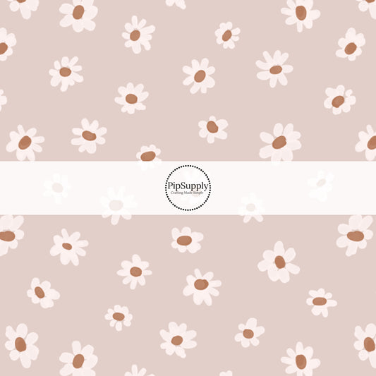 Beige Daisies Fabric By The Yard