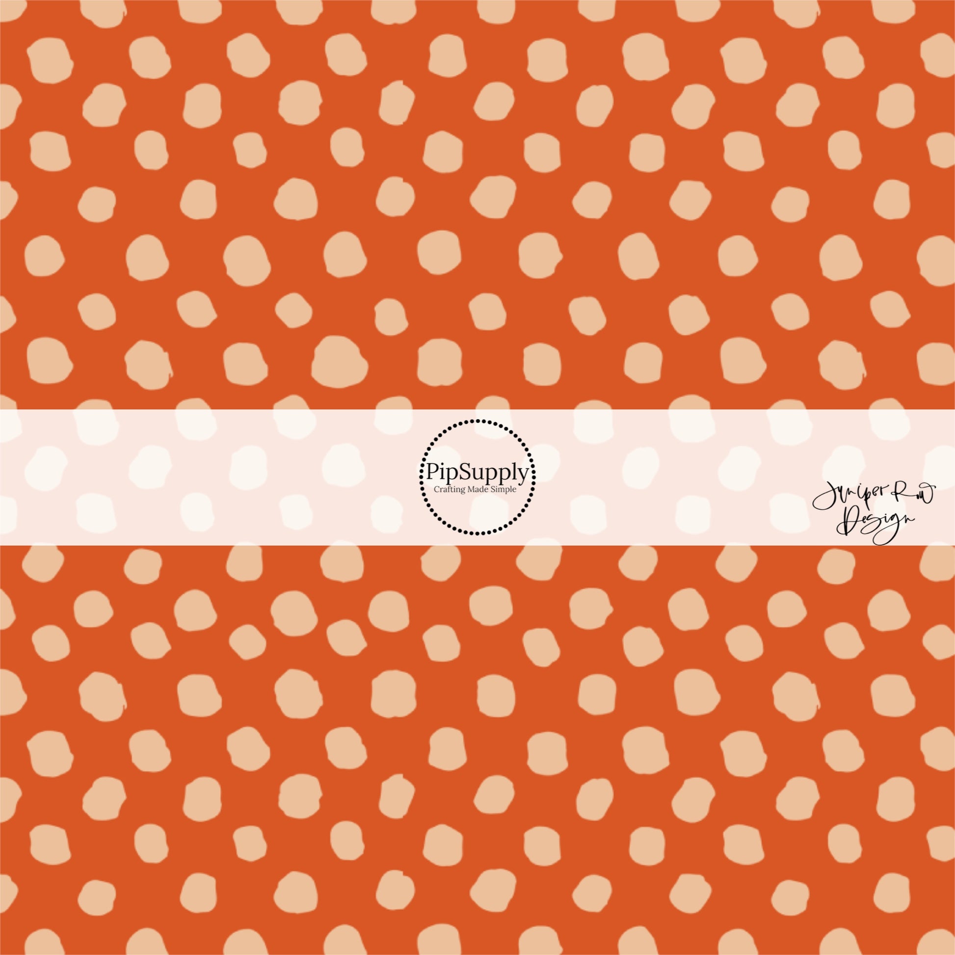Rust orange fabric by the yard with beige speckled dots.