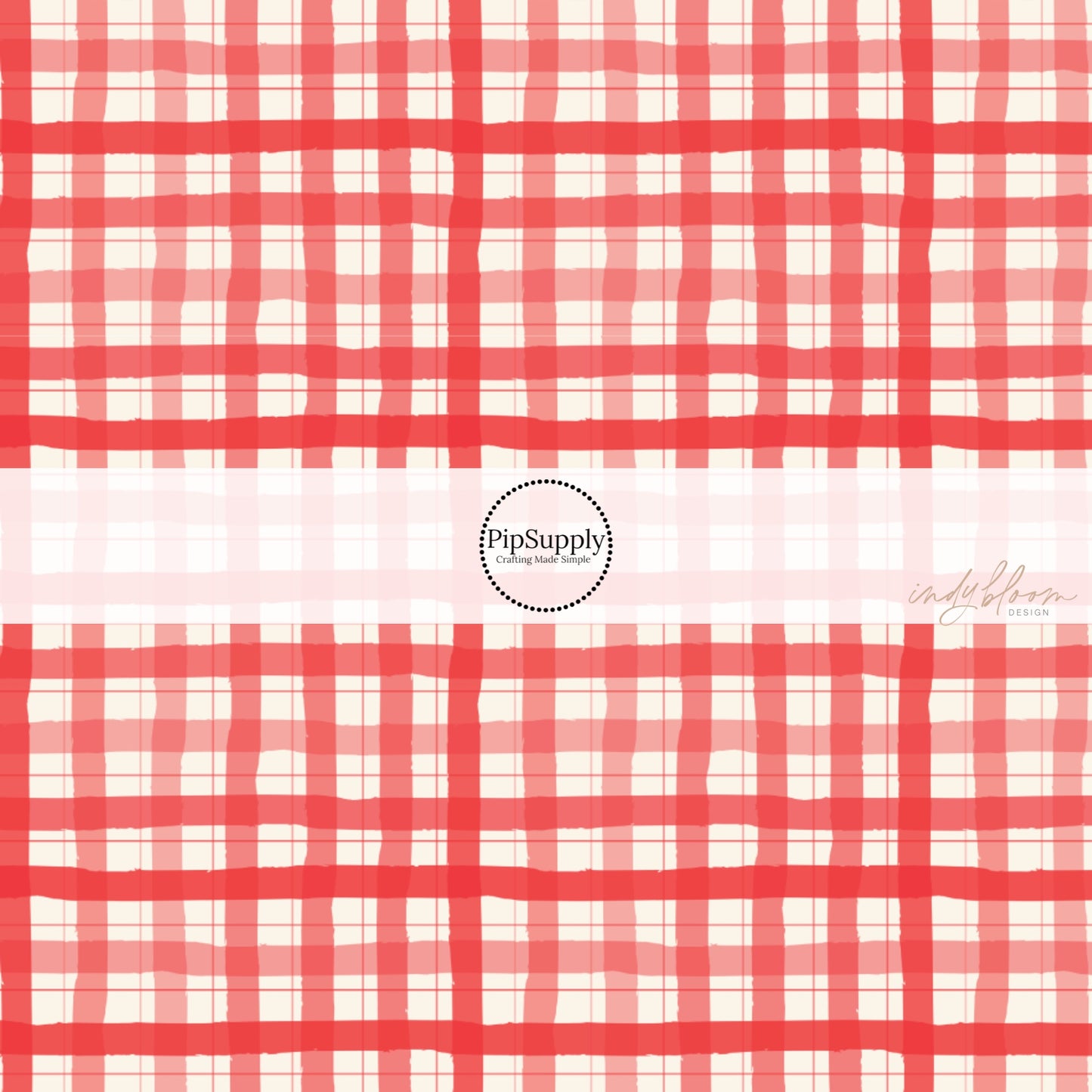 These holiday pattern themed fabric by the yard features red and cream plaid pattern. This fun Christmas fabric can be used for all your sewing and crafting needs!