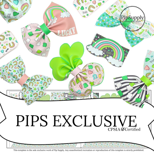 pastel st. patricks day design on faux leather for hand cut shaped and pinwheel bows