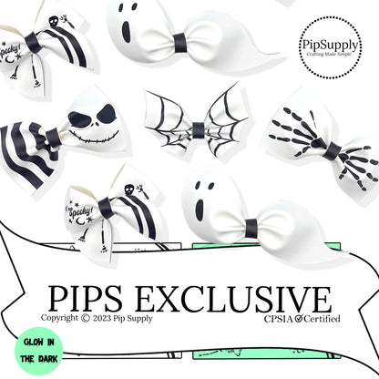 black and white halloween themed glow in the dark cutouts for craft projects and hair bows