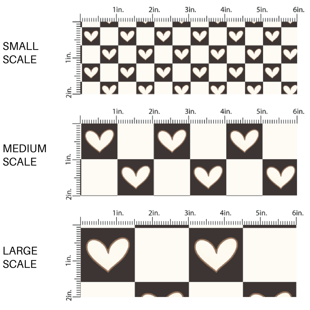 Black and White Checkered Hearts Valentine's Day Fabric by the Yard scaled image guide.