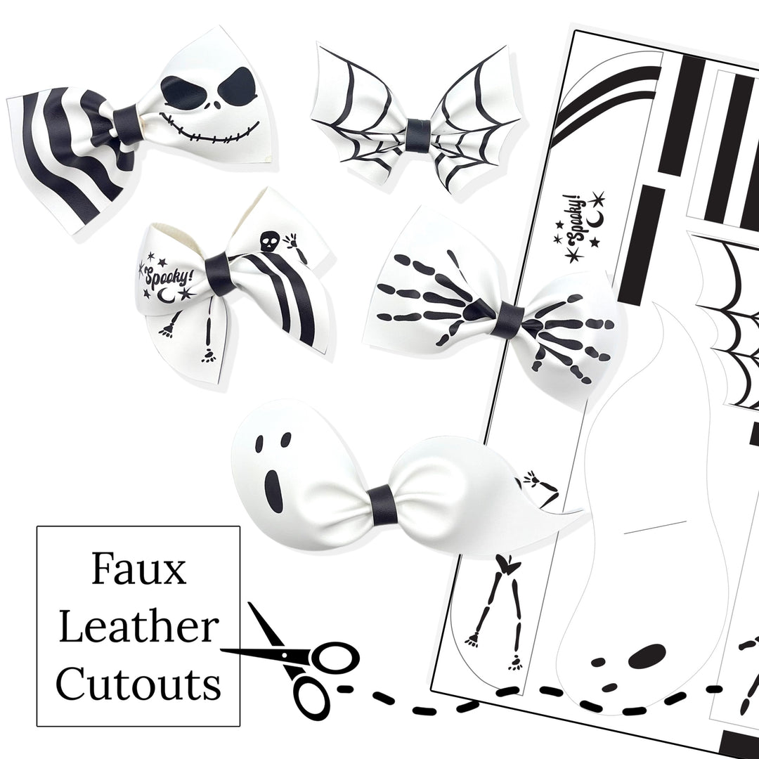 Black & White Halloween Faux Leather DIY Hair Bows & Craft Cutouts