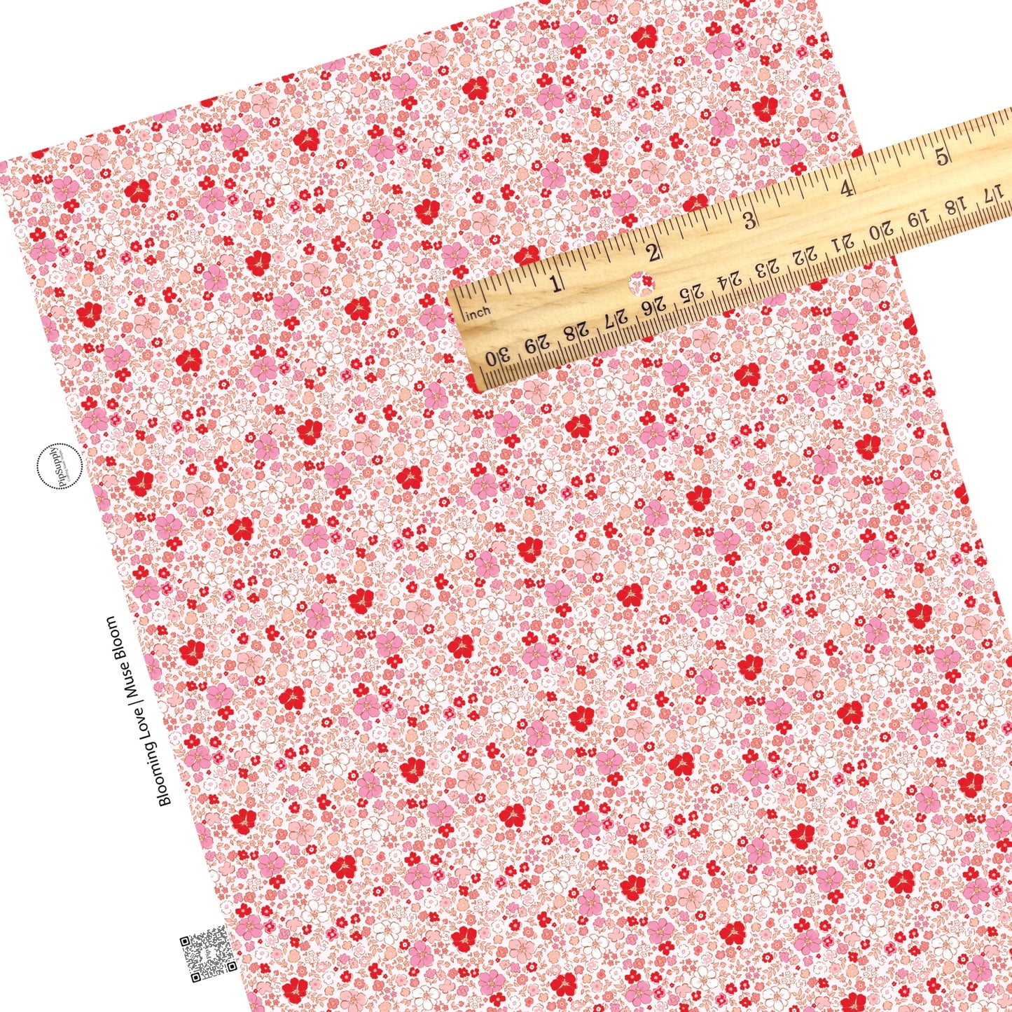 These Valentine's pattern themed faux leather sheets contain the following design elements: small pink, peach, red, and white flowers on light pink. Our CPSIA compliant faux leather sheets or rolls can be used for all types of crafting projects.