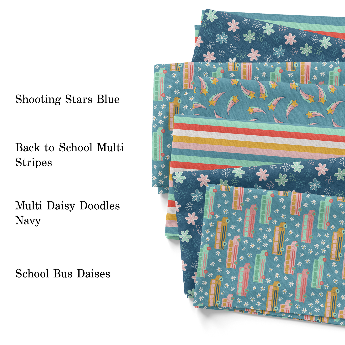 Retro Back to School Themed Fabric by the Yard - Designed by Juniper Row 