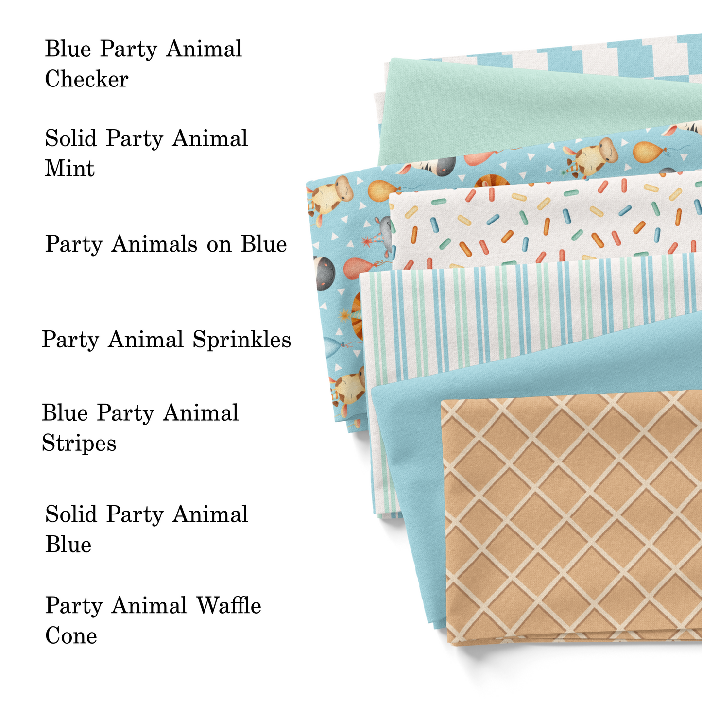 Blue Party Animal Checker Fabric By The Yard