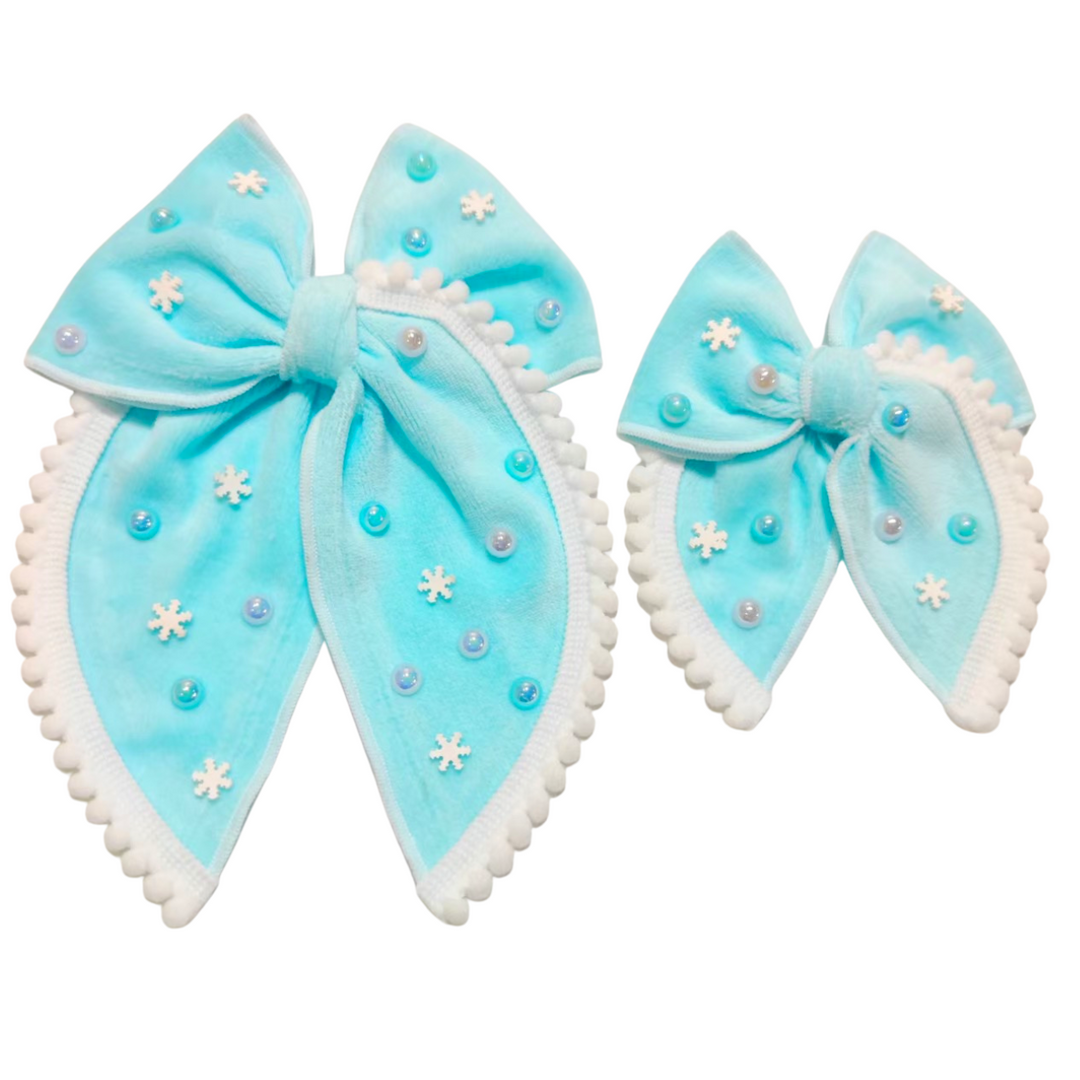 Blue Velvet Sugar Plum Hair Bow w/Clip