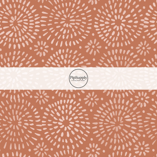 Tan Bohemian Dotted Circles on Copper Fabric by the Yard.