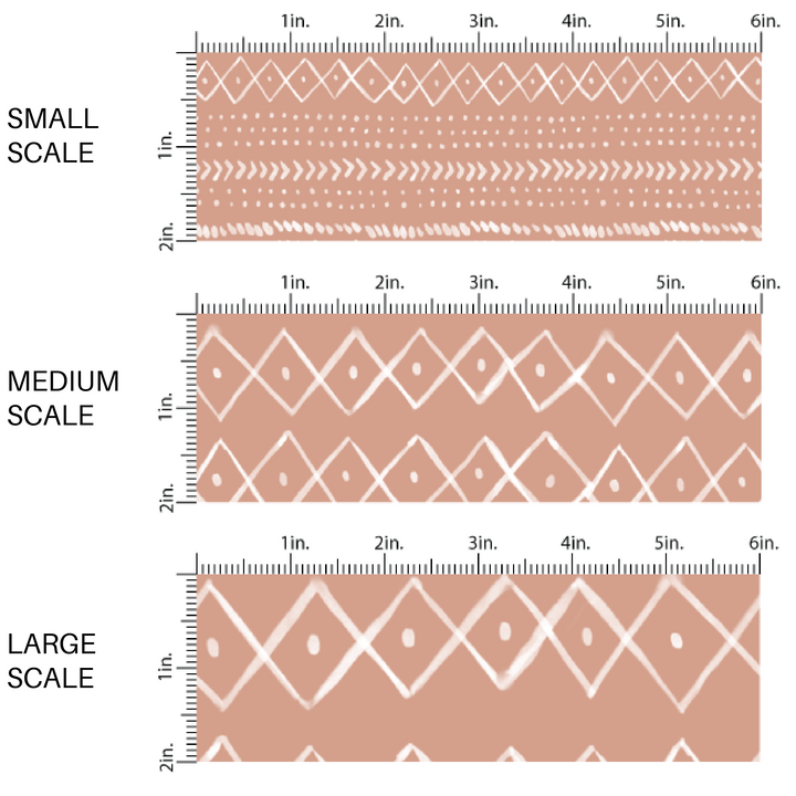 White Bohemian Designs on Brown Fabric by the Yard scaled m=image guide.