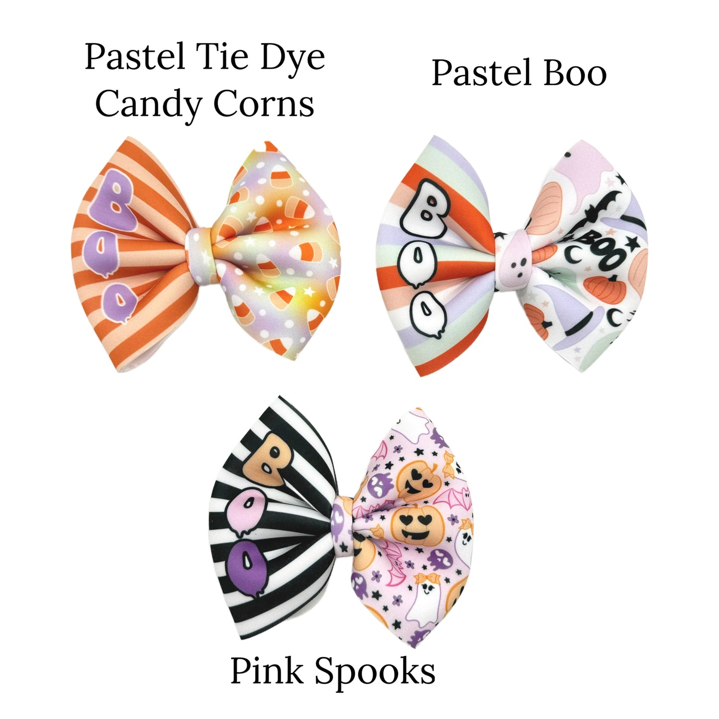 BOO Halloween Stripe Pinch Neoprene DIY Hair Bows - Choose Bow Size