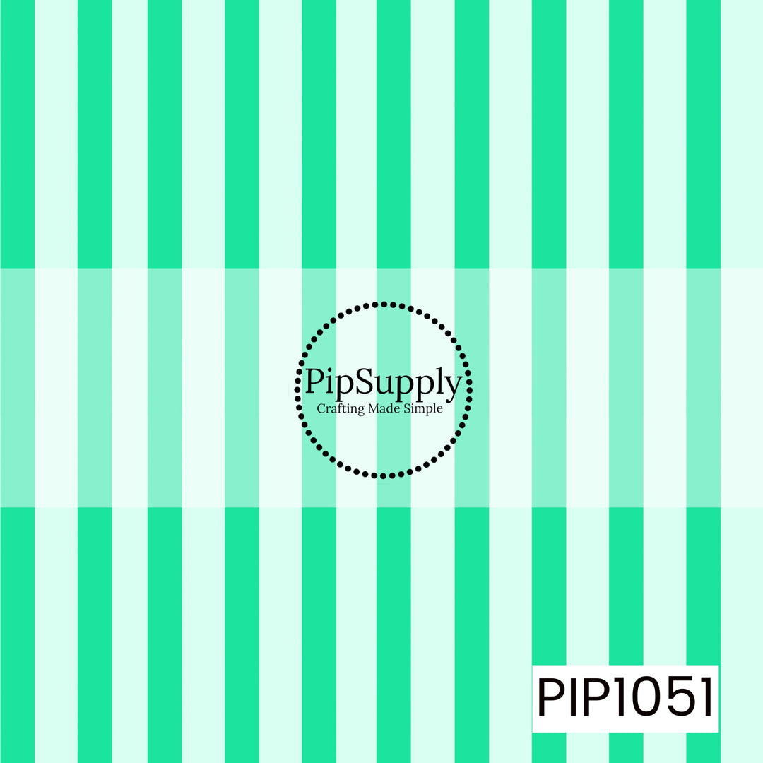 A seamless pattern featuring alternating bright mint green and pale mint vertical stripes. The clean, evenly spaced stripes create a fresh, playful design that works as a versatile coordinate for spring, summer, candy-inspired, tropical, and whimsical themed collections.
