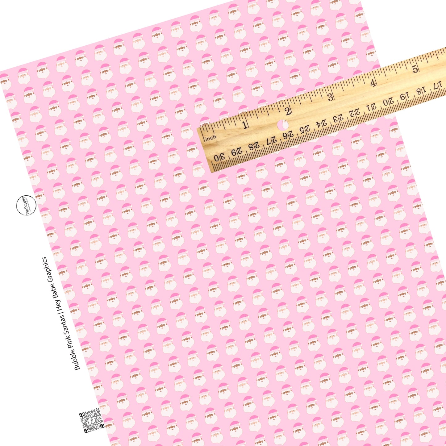 These holiday themed faux leather sheets contain the following design elements: Santas with pink Christmas hats on light pink. Our CPSIA compliant faux leather sheets or rolls can be used for all types of crafting projects.