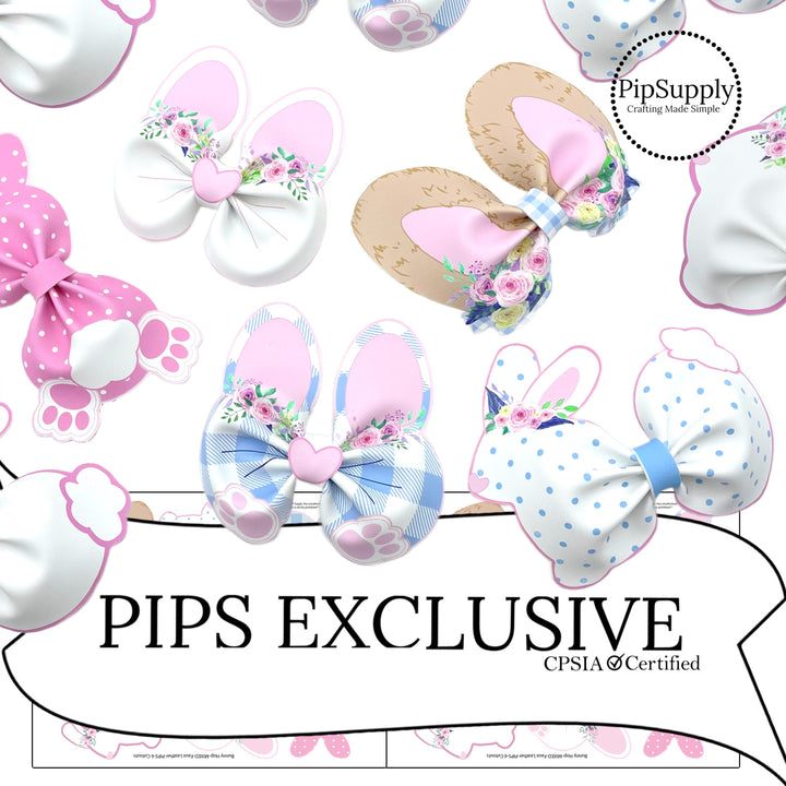  blue and pink pastel bunny ears and bunny shapes for diy faux leather hair bows