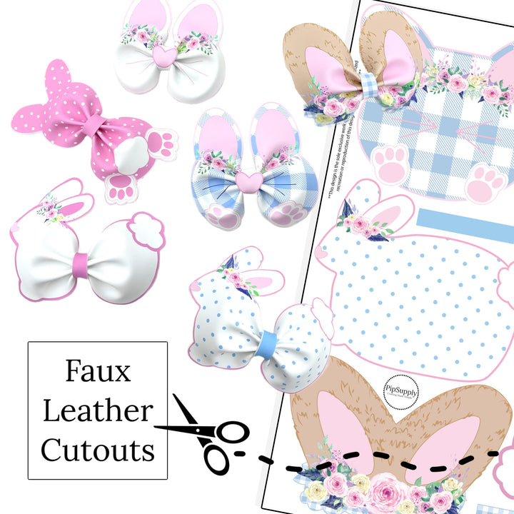  blue and pink pastel bunny ears and bunny shapes for diy faux leather hair bows