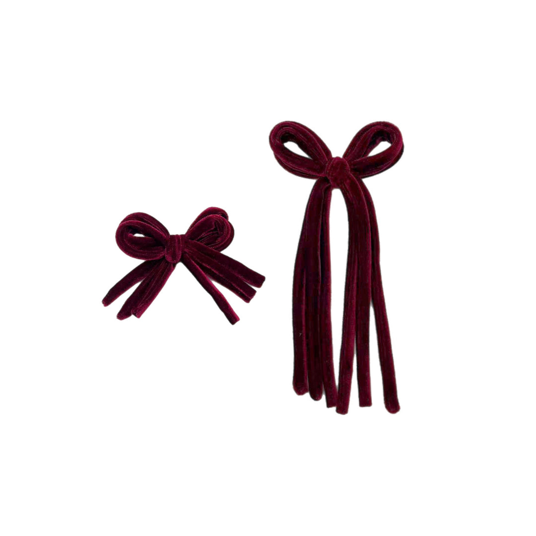 Burgundy Holiday Ribbon Waltz Hair Bow w/Clip