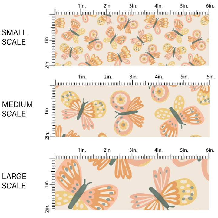 Multi-Colored Butterflies and Moths on Cream Fabric by the Yard scaled image guide.