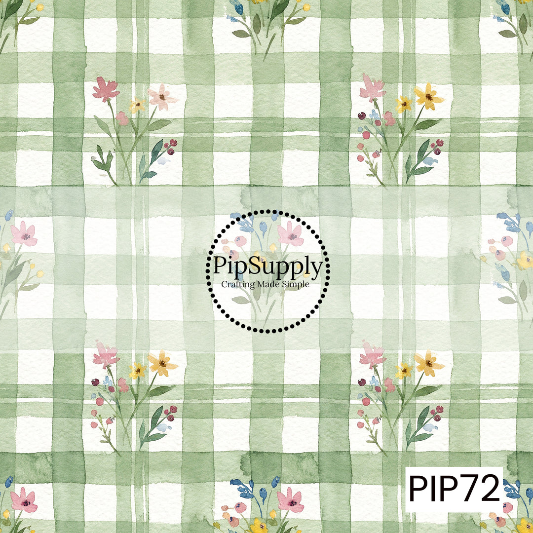 PIP72 - Green Gingham Floral