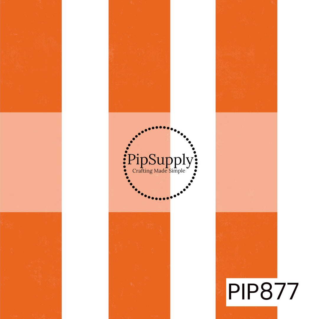 A bold cabana stripe pattern featuring wide vertical bands of vibrant orange and crisp white. The clean, evenly spaced stripes create a classic resort-inspired look, while the lightly textured finish adds warmth and a hand-painted feel. The bright citrus palette brings an energetic, sunny vibe reminiscent of summer vacations, poolside loungers, and coastal retreats.

