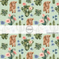 These cows, cacti, and flower pattern themed fabric by the yard features brown cows surrounded by pink and blue flower bunches and cacti on aqua blue. This fun floral fabric can be used for all your sewing and crafting needs!