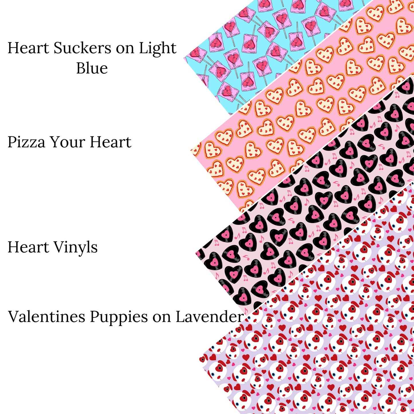 Valentines Puppies on Lavender Faux Leather Sheets