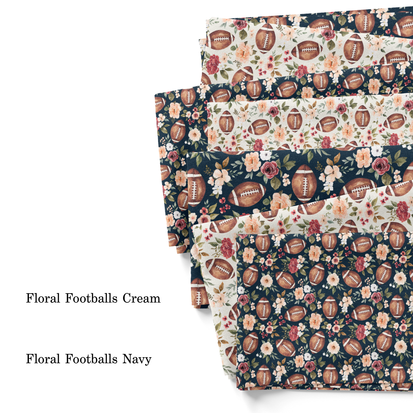 Floral Footballs Cream Fabric By The Yard