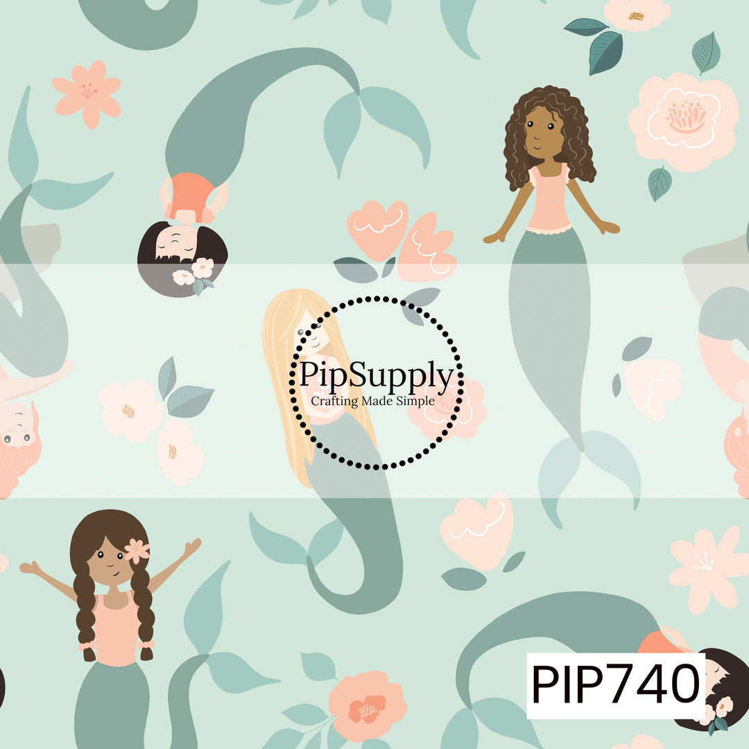 PIP740 - Mermaid Muse Mermaid Floral Aqua Blue
