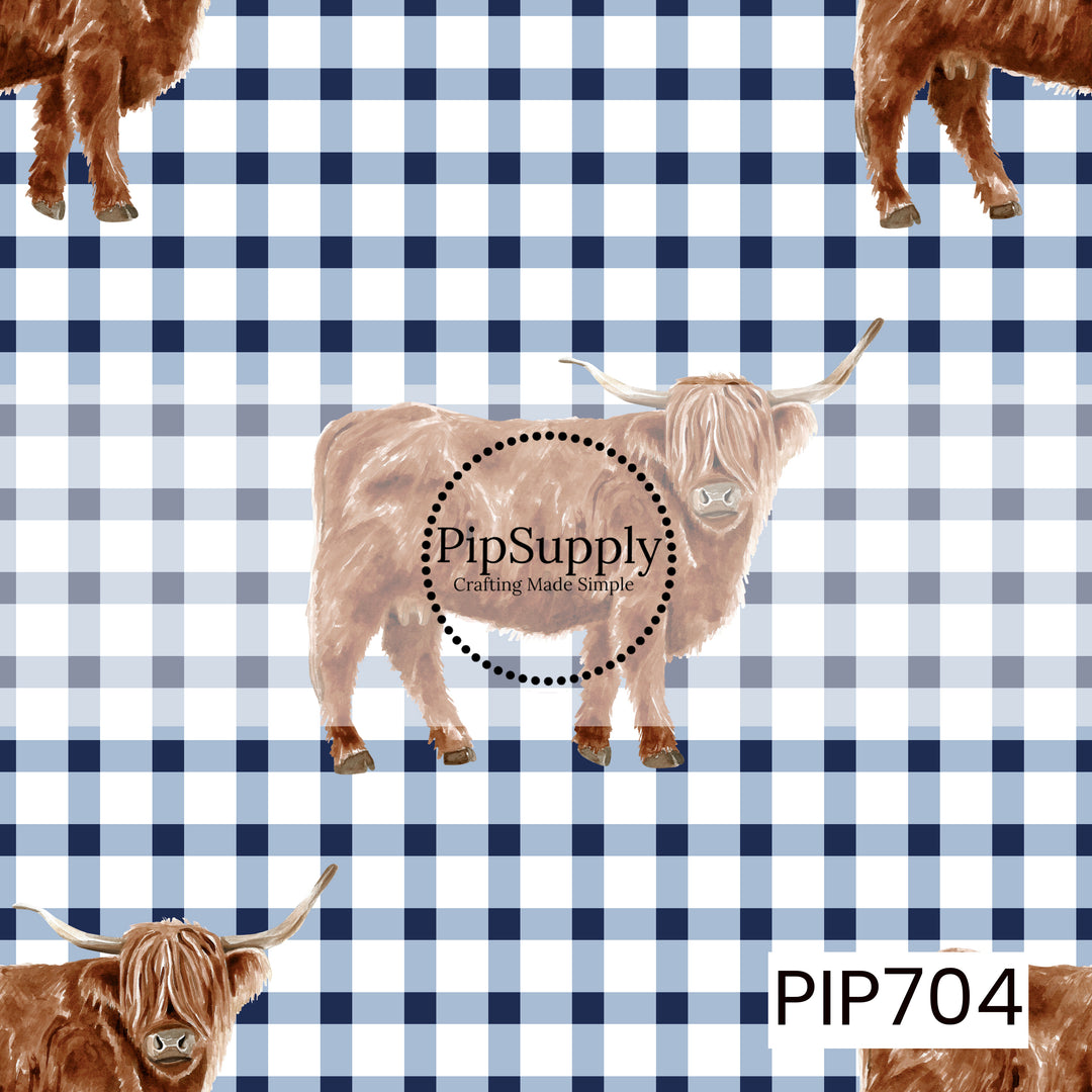 PIP704 - Patriotic Gingham Highland Cow