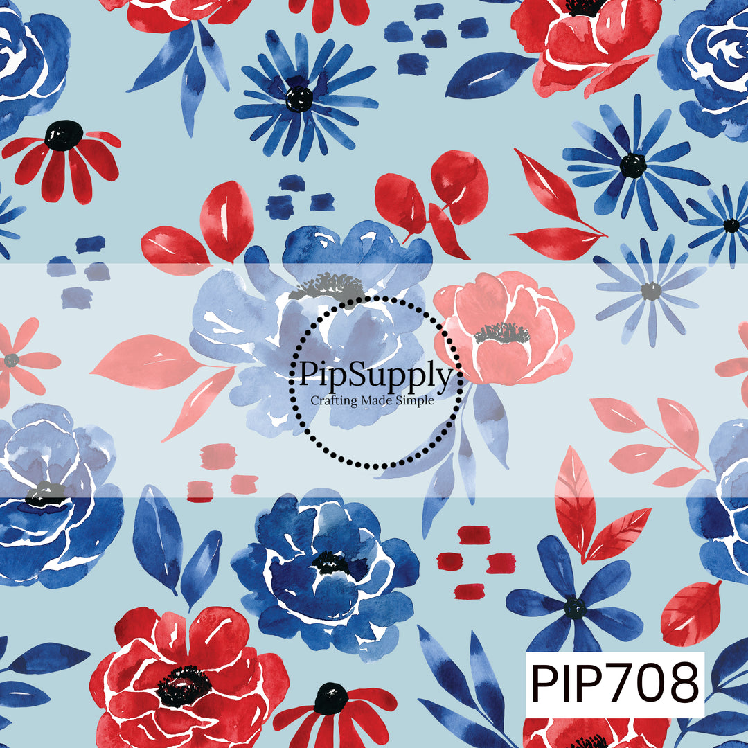 PIP708 - Patriotic Floral Blue