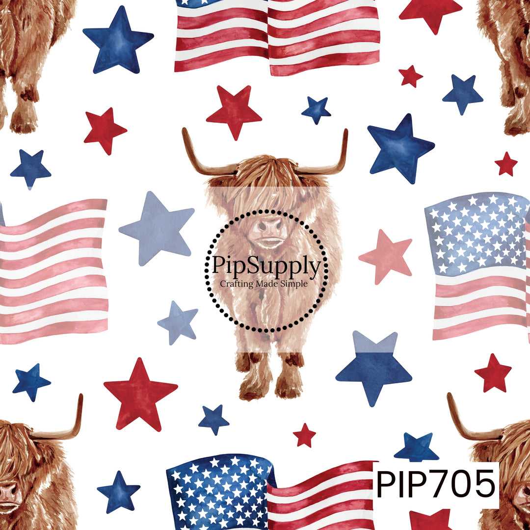 PIP705 - Patriotic USA Highland Cow