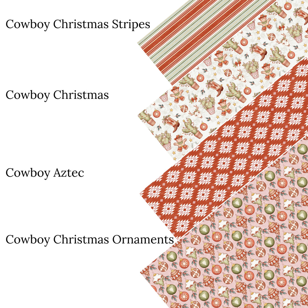 Cowboy Christmas Stripes Faux Leather Sheets