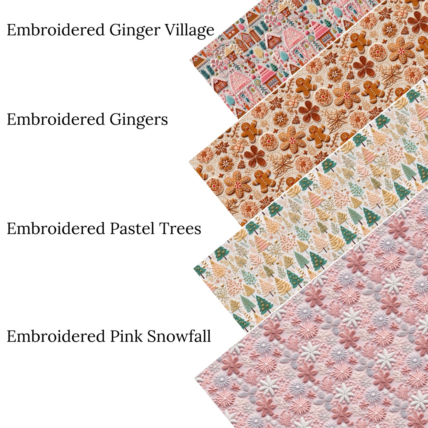 Embroidered Pastel Trees Faux Leather Sheets