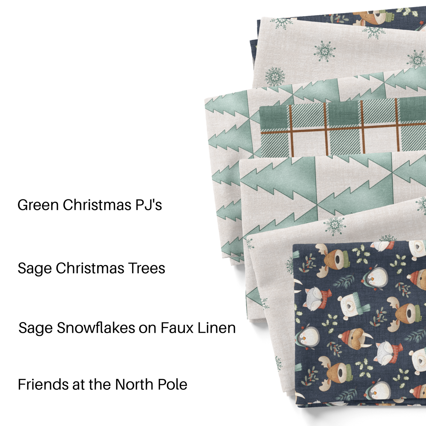 Green Christmas PJ’s Fabric By The Yard