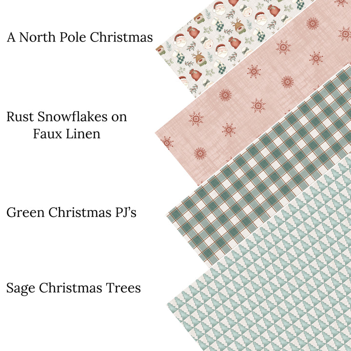 Sage Christmas Trees Faux Leather Sheets