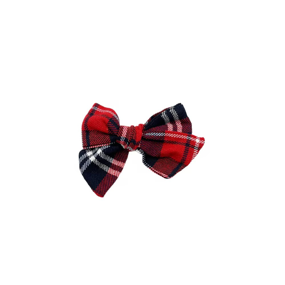 Christmas Eve Plaid PINWHEEL Hair Bow w/ Clip