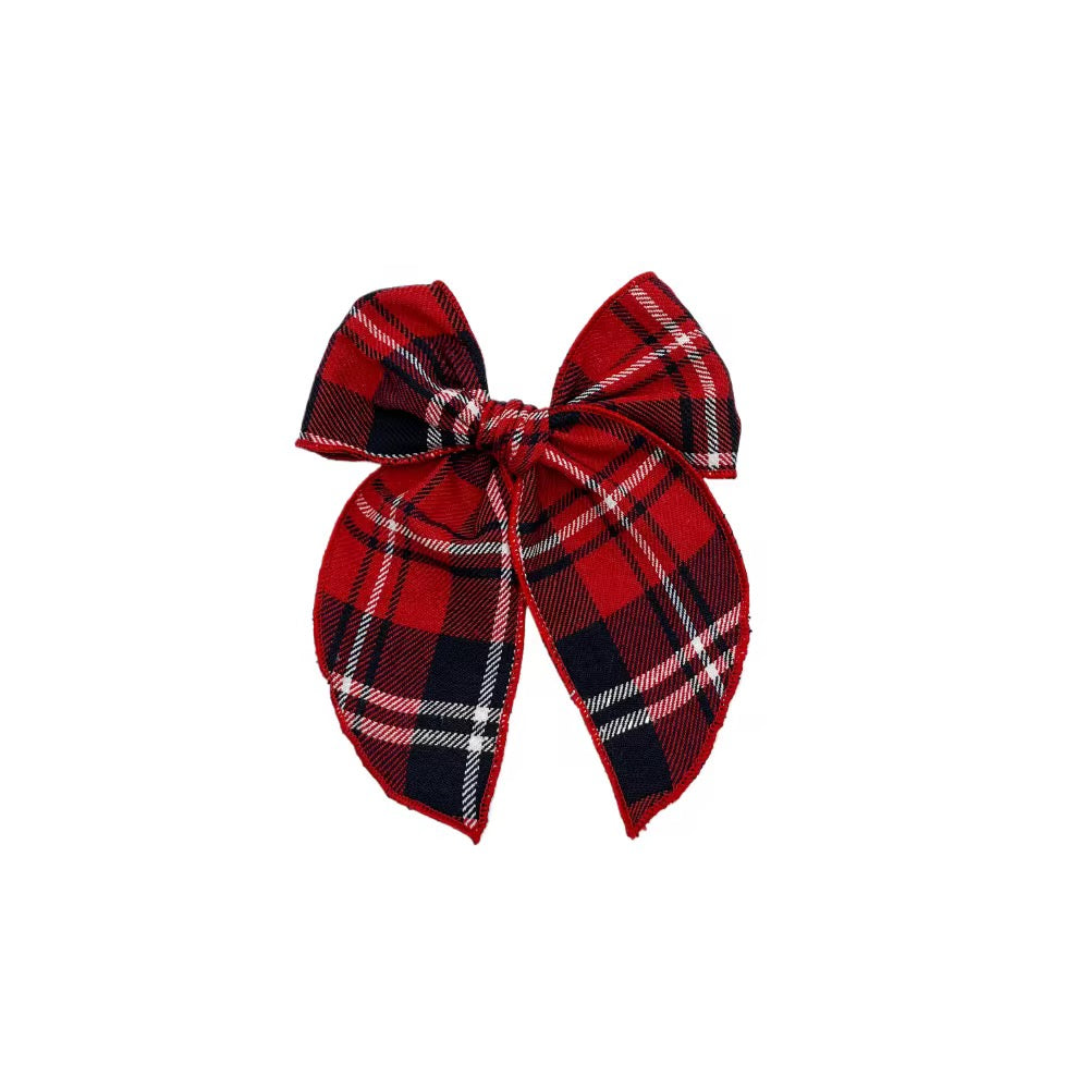 Christmas Eve Plaid SAILOR Hair Bow w/ Clip