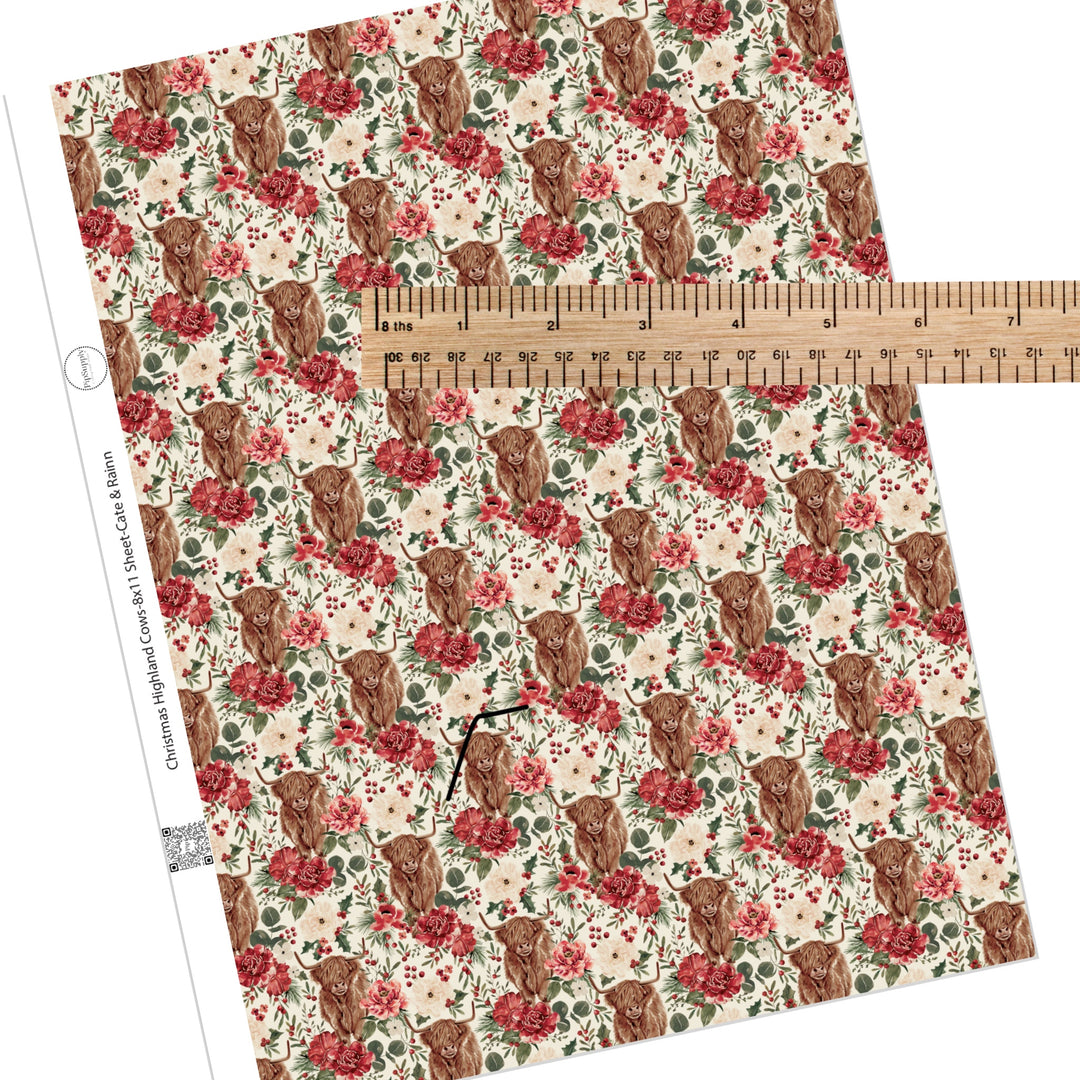 Christmas Highland Cows Faux Leather Sheets