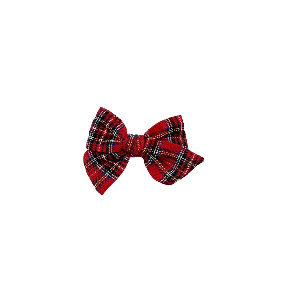 Christmas Morning Plaid PINWHEEL Hair Bow w/ Clip