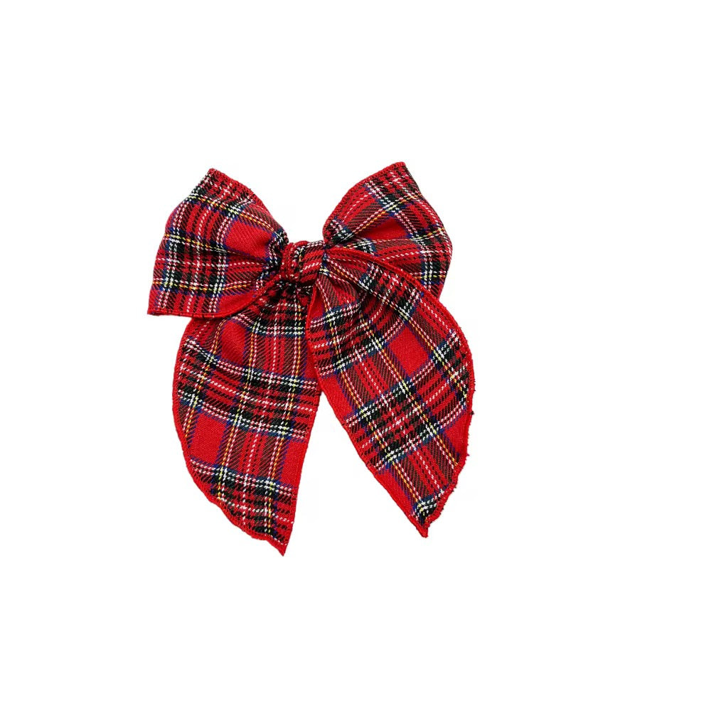 Christmas Morning Plaid SAILOR Hair Bow w/ Clip