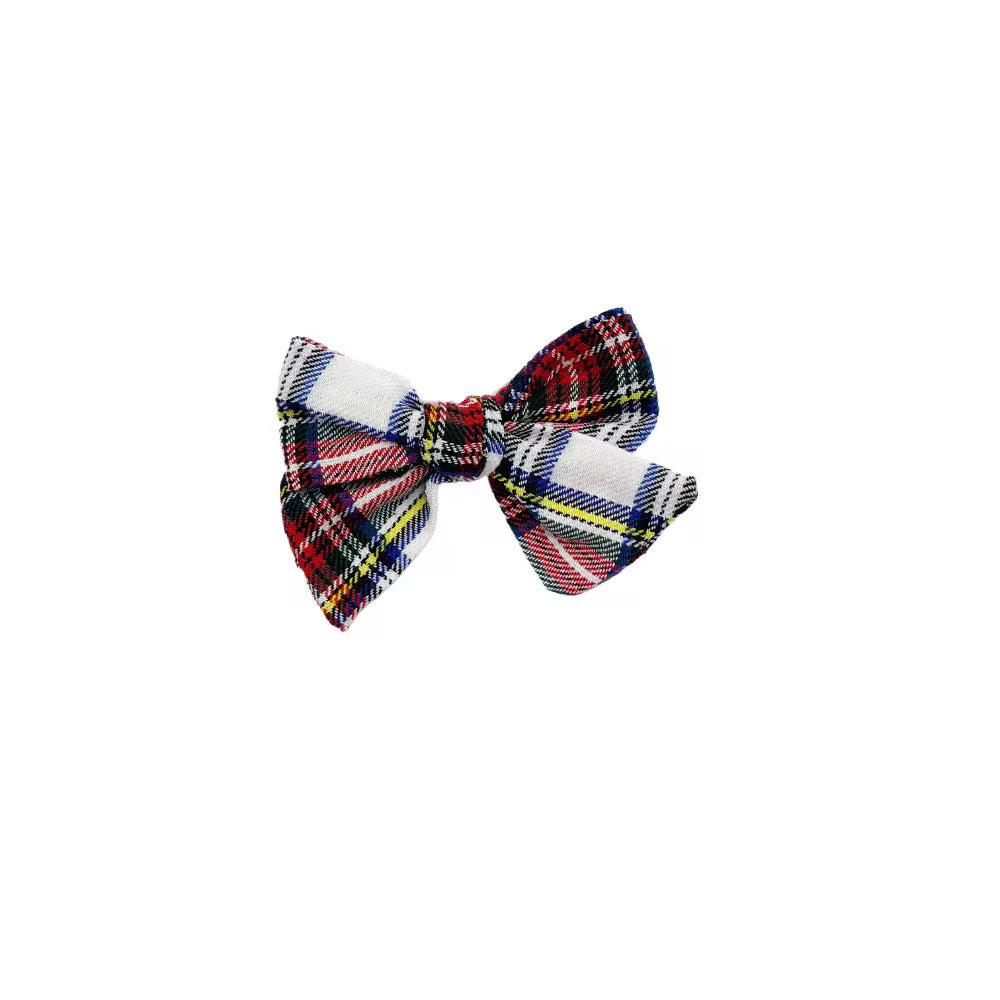 Christmas Pjs Plaid PINWHEEL Hair Bow w/ Clip