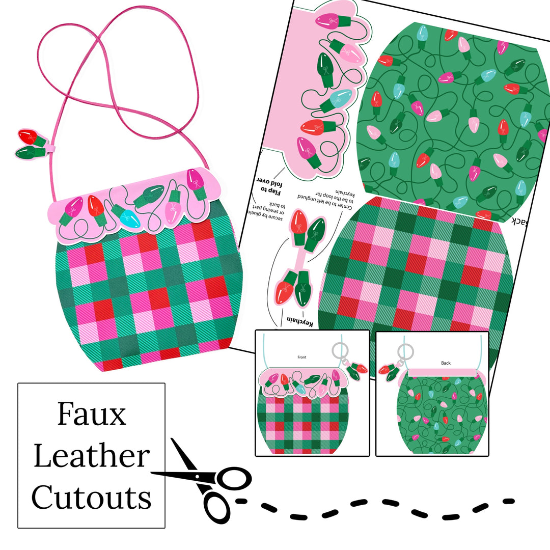 Christmas Plaid Faux Leather Purse Template & DIY Kit