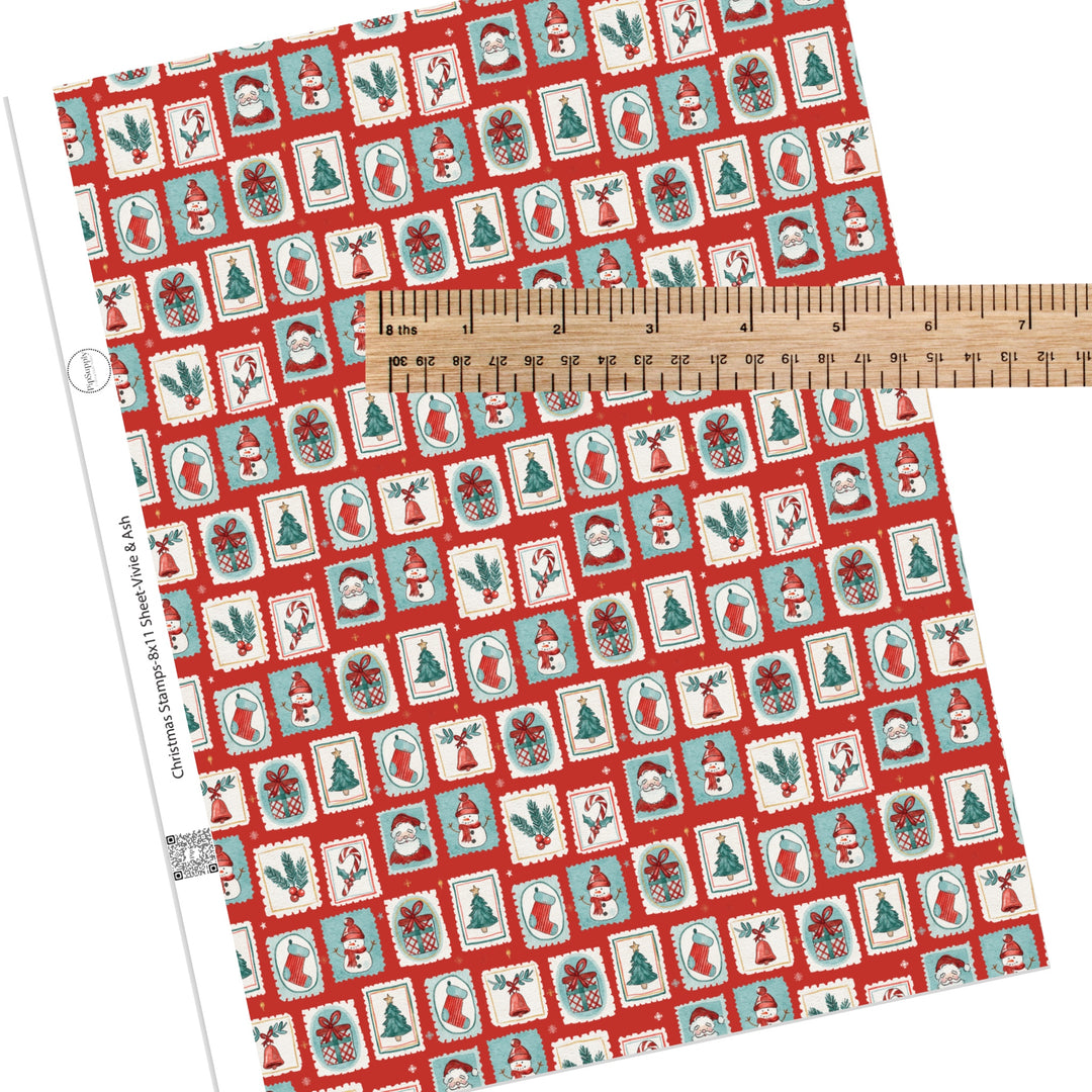 Christmas Stamps Faux Leather Sheets