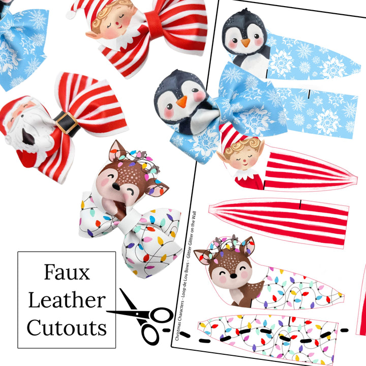 Christmas Characters Loop de Lou DIY Bow Hand Cut Faux Leather Sheet