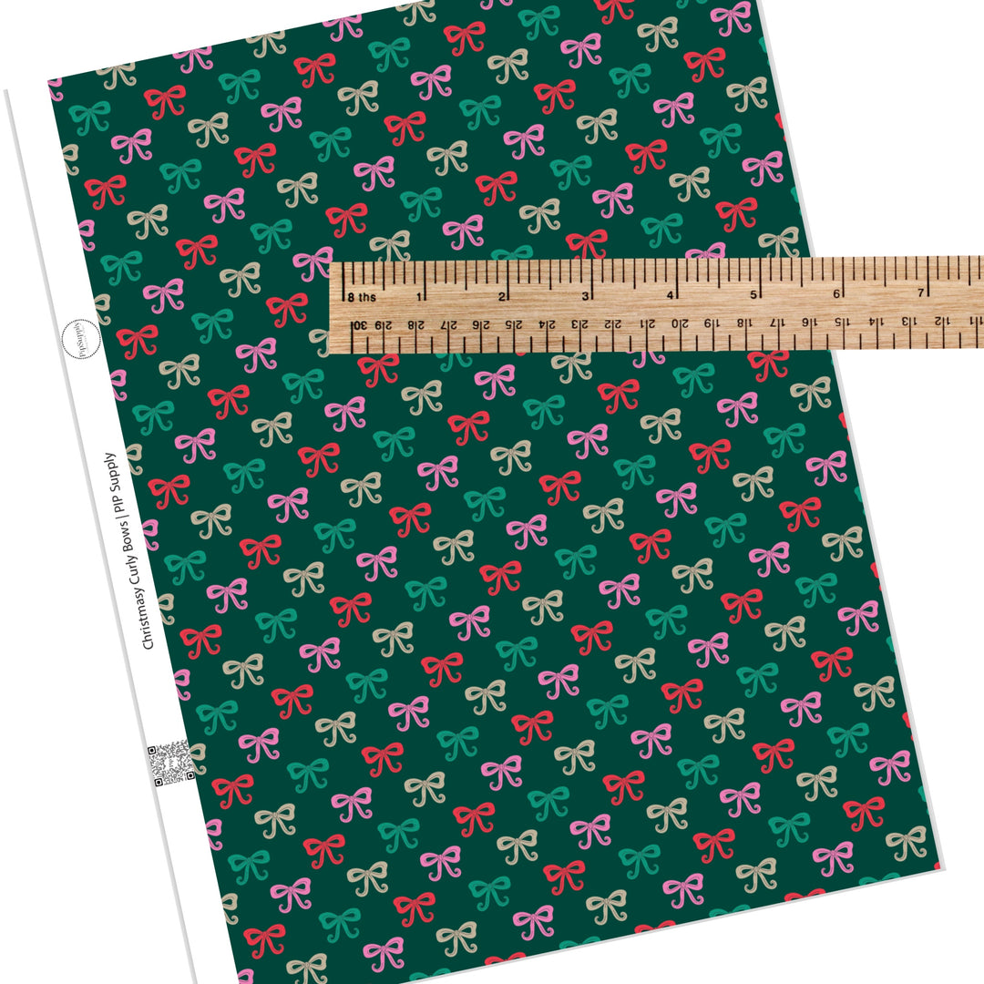 Christmasy Curly Bows Faux Leather Sheets