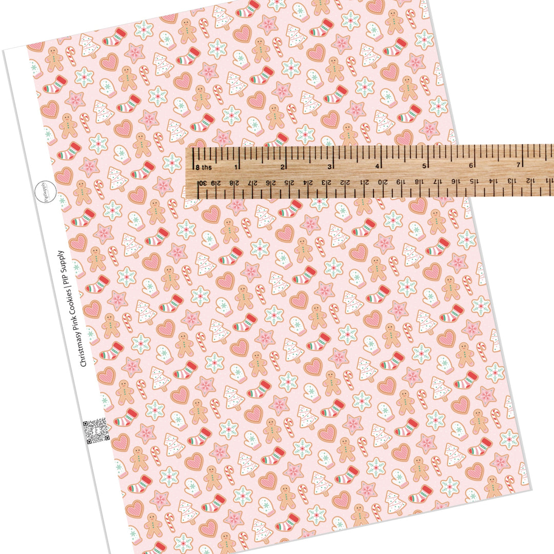 Christmasy Pink Cookies Faux Leather Sheets