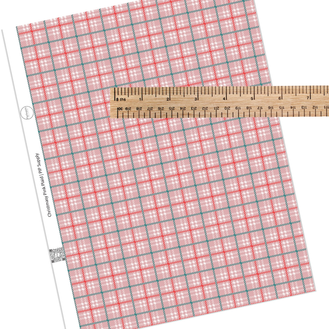 Christmasy Pink Plaid Faux Leather Sheets