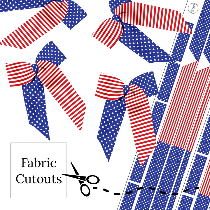 Classic Stars & Stripes Long Tail Neoprene DIY Hair Bows