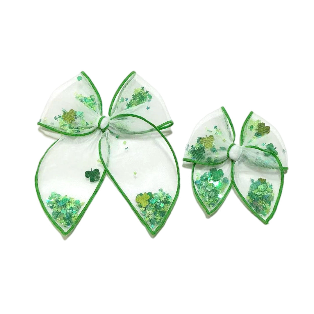 Clover Tulle Shaker Hair Tied Bow w Clip