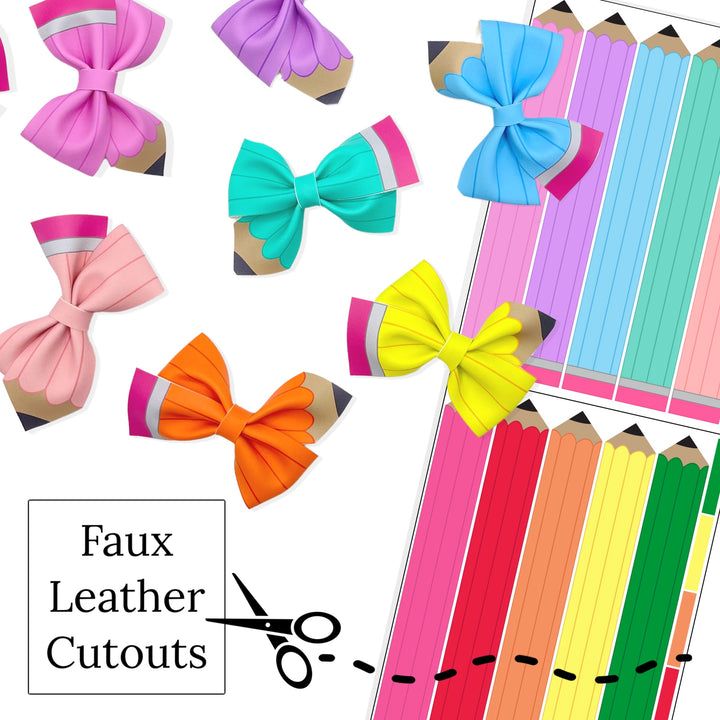colorful long pencil shaped cutouts for craft projects and hair bows and made of faux leather